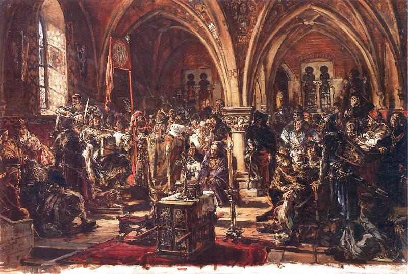 Jan Matejko The First Sejm in leczyca. Recording of laws. A.D. 1182. china oil painting image